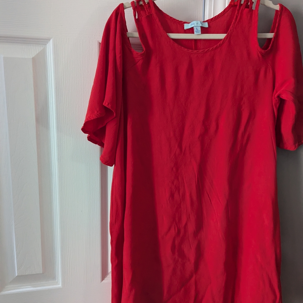 Red Cold Shoulder Top